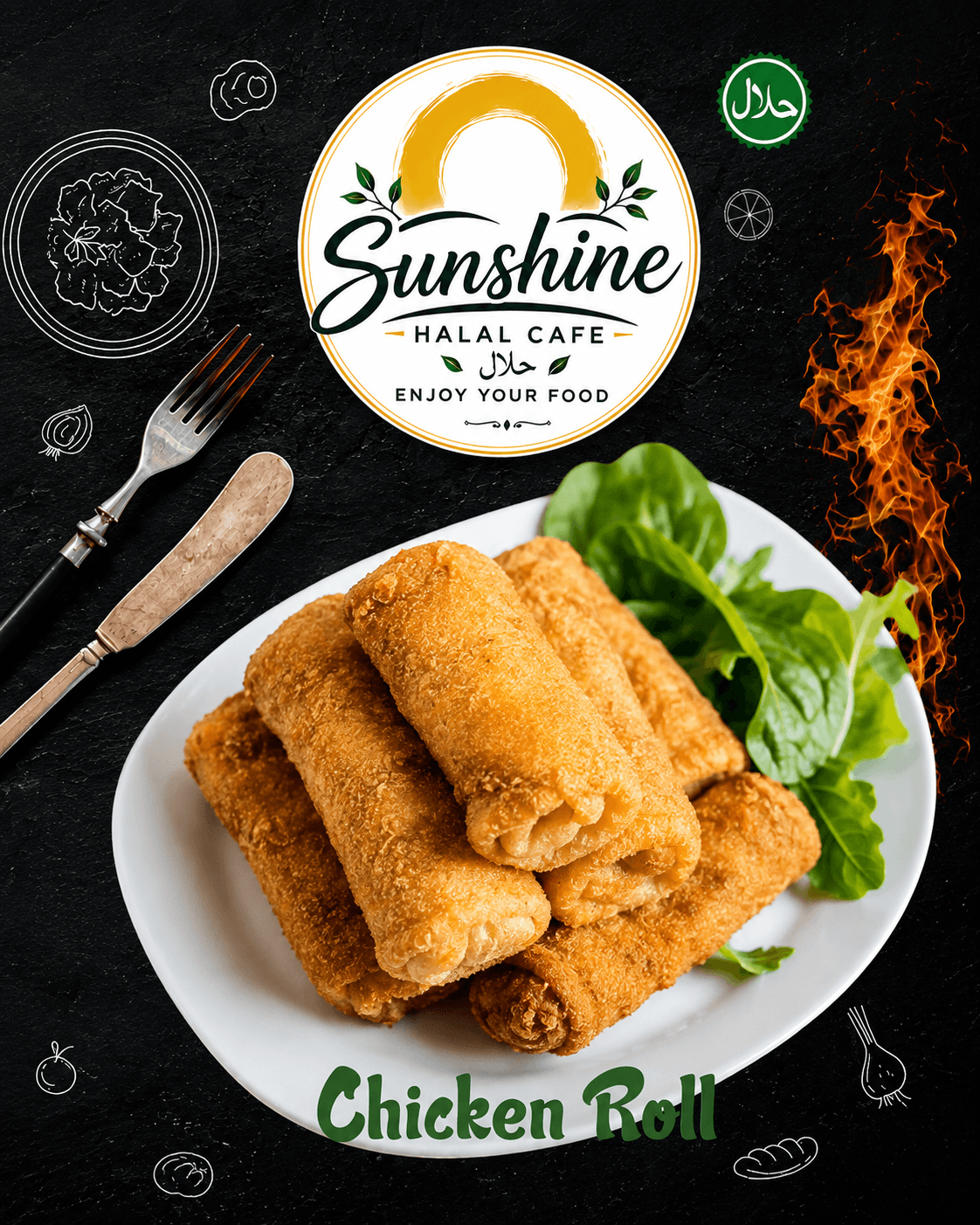 Chicken Roll (2 pcs), a signature dish at Sunshine Halal Cafe