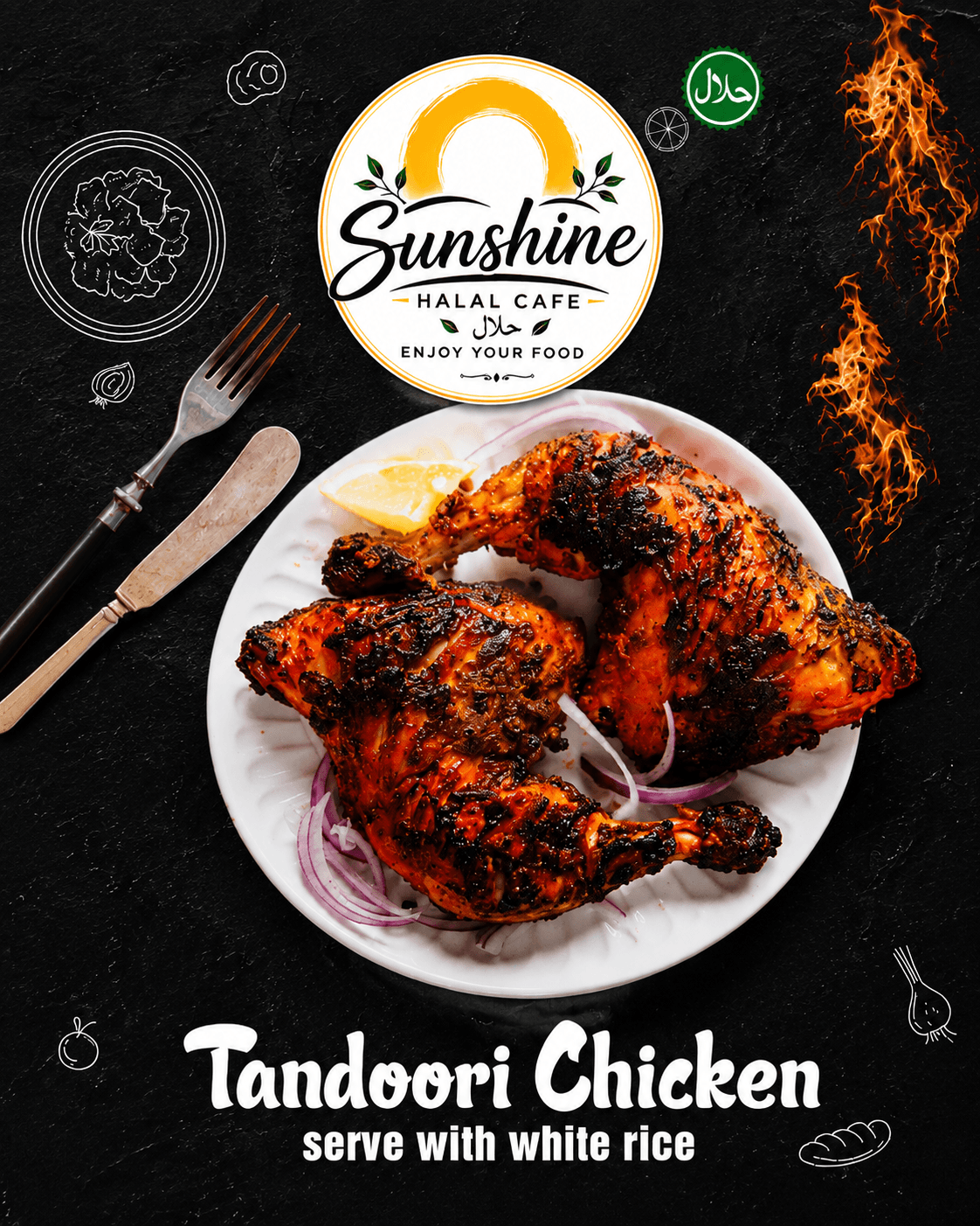 Tandoori Chicken, a signature dish at Sunshine Halal Cafe